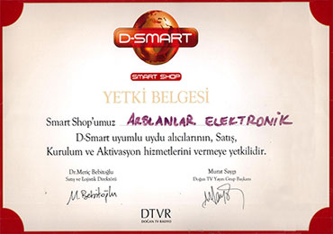 Arslanlar Elektronik D-Smart Yetkili Belgesi