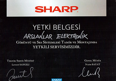 Arslanlar Elektronik Sharp Yetkili Belgesi